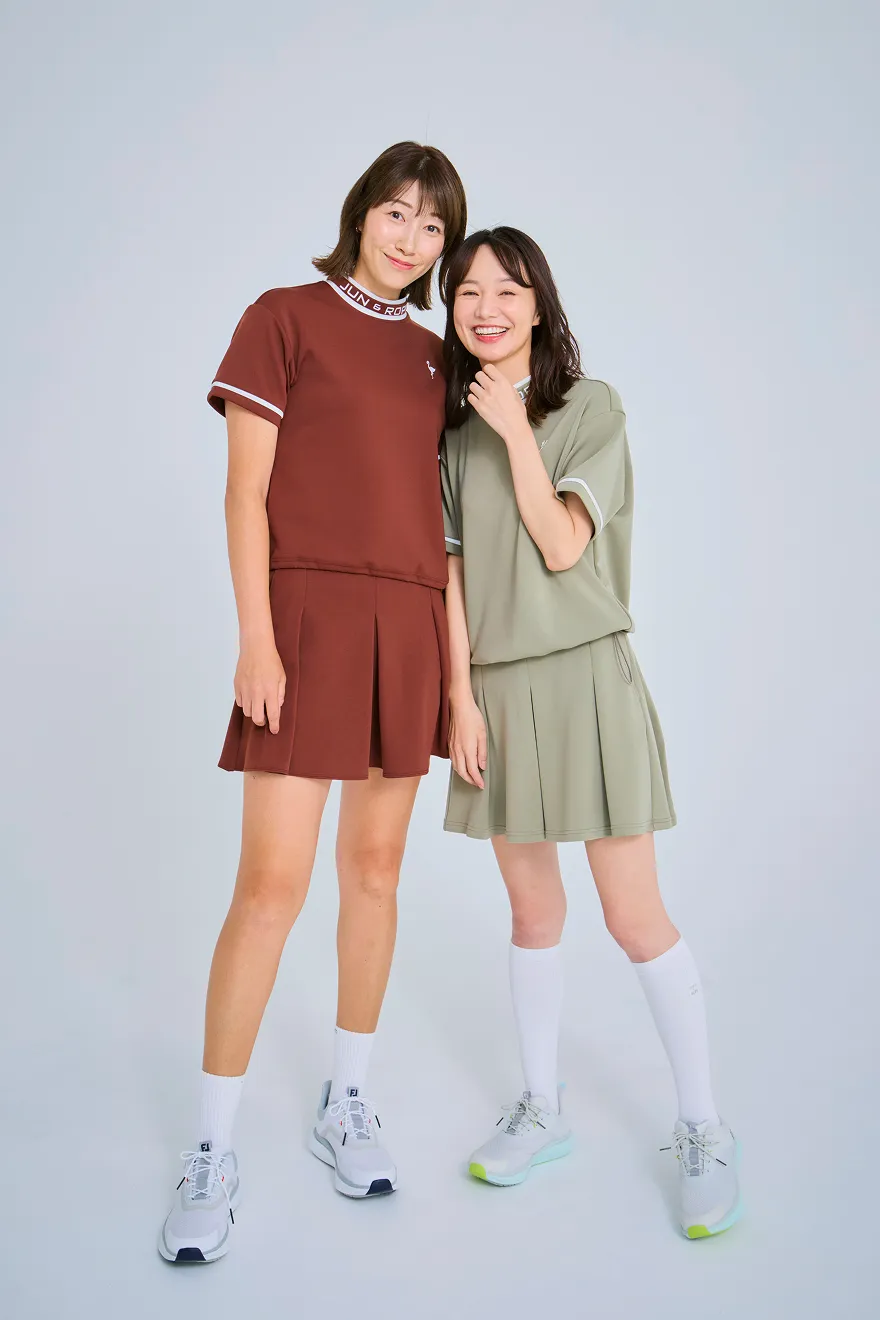 コーディネートルック1: プルオーバーとスカートのスタイリング