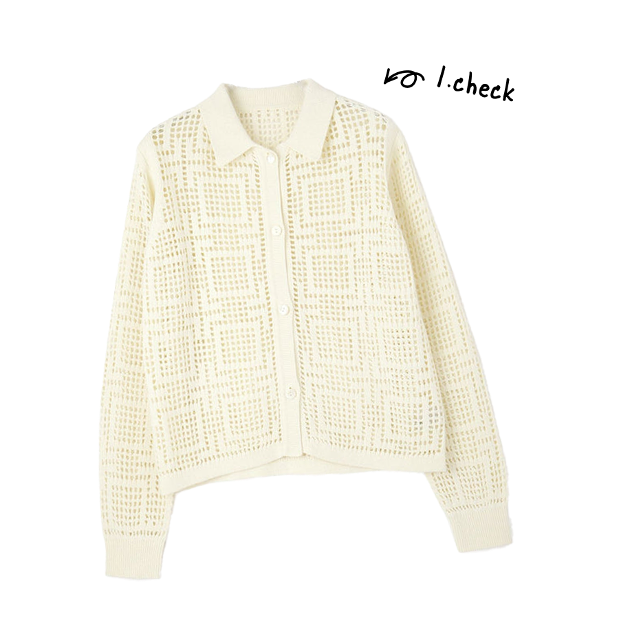 襟付きカーディガン