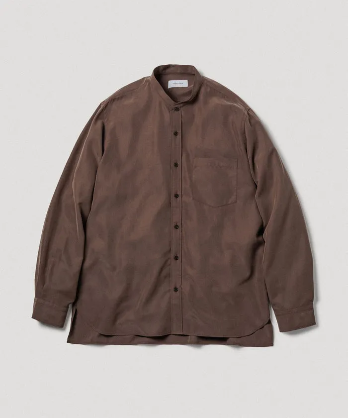 スエードタッチ レーヨン バンドカラーシャツ