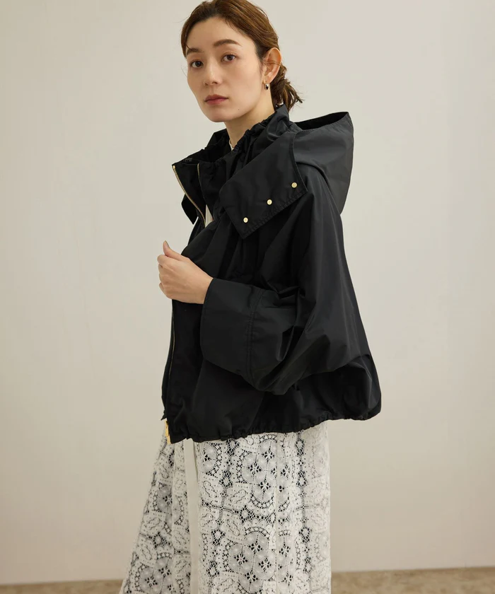 シルク混タフタギャザーマウンテンパーカー/イージーケア