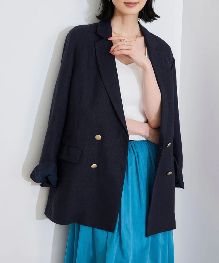 尾州リネンダブルブレストジャケット