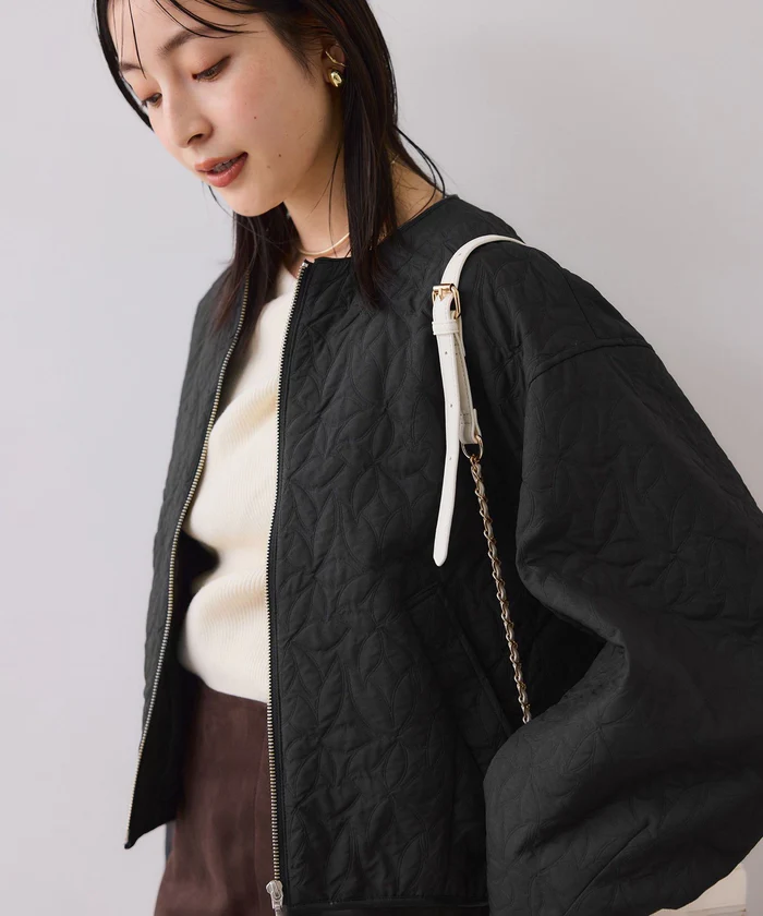 合皮パイピングキルトアソートブルゾン