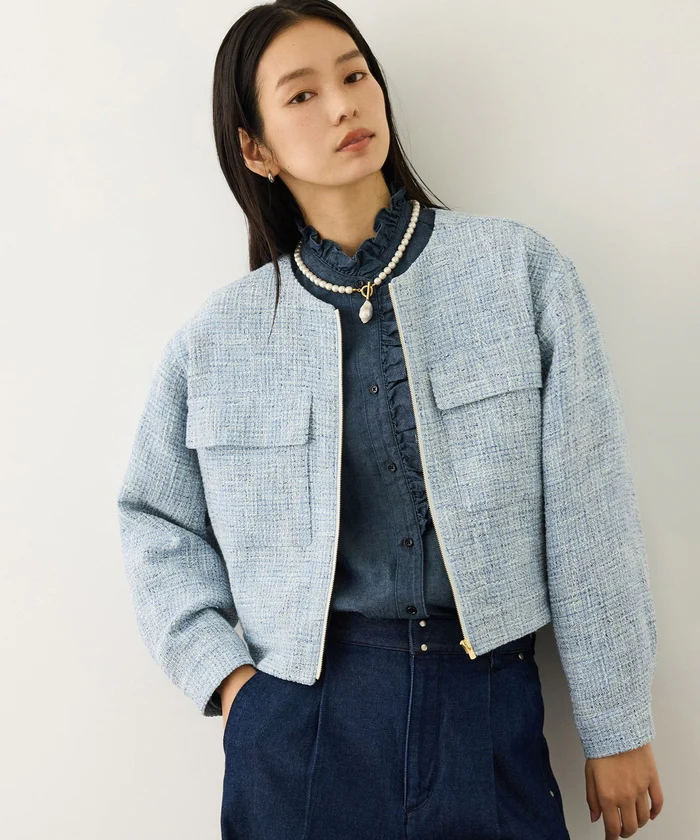 ツイードノーカラージャケット