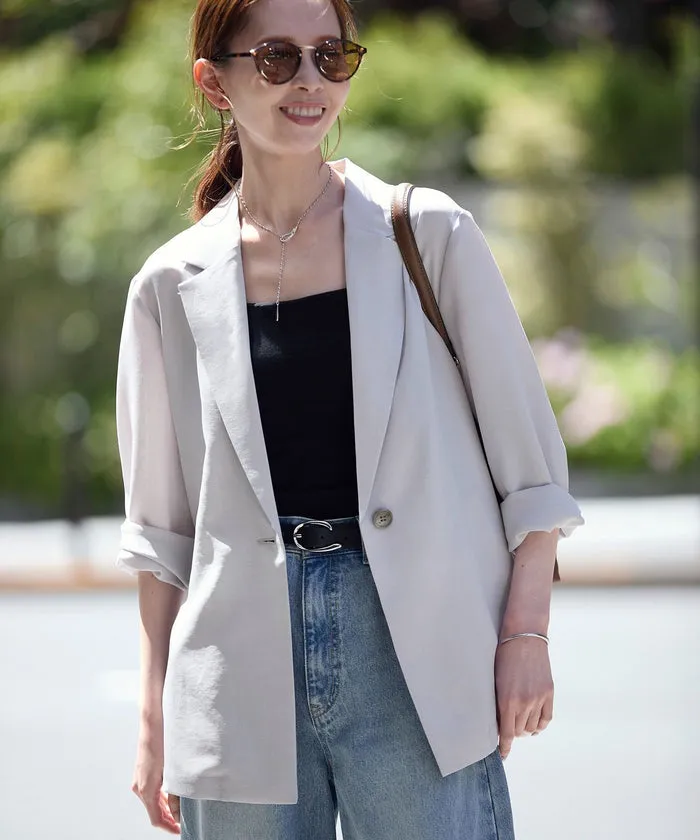 【接触冷感・吸水速乾・防シワ】エフォートレスリラックスジャケット/通勤・セットアップ対応