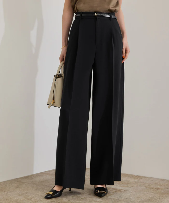 [美人パンツ]ダブルクロスワイドパンツ/イージーケア