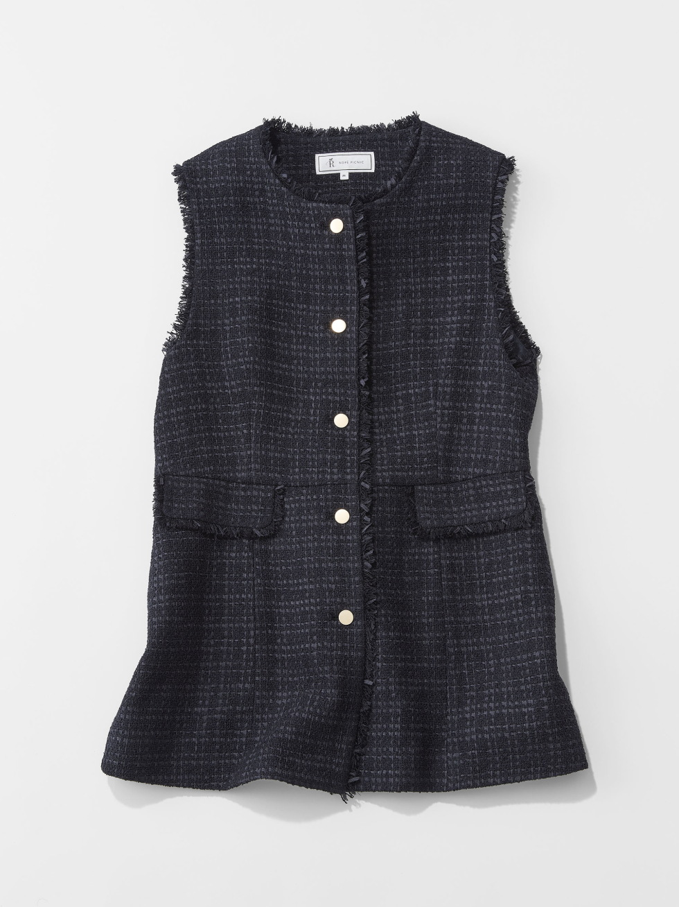 ツイード金ボタンジレベスト