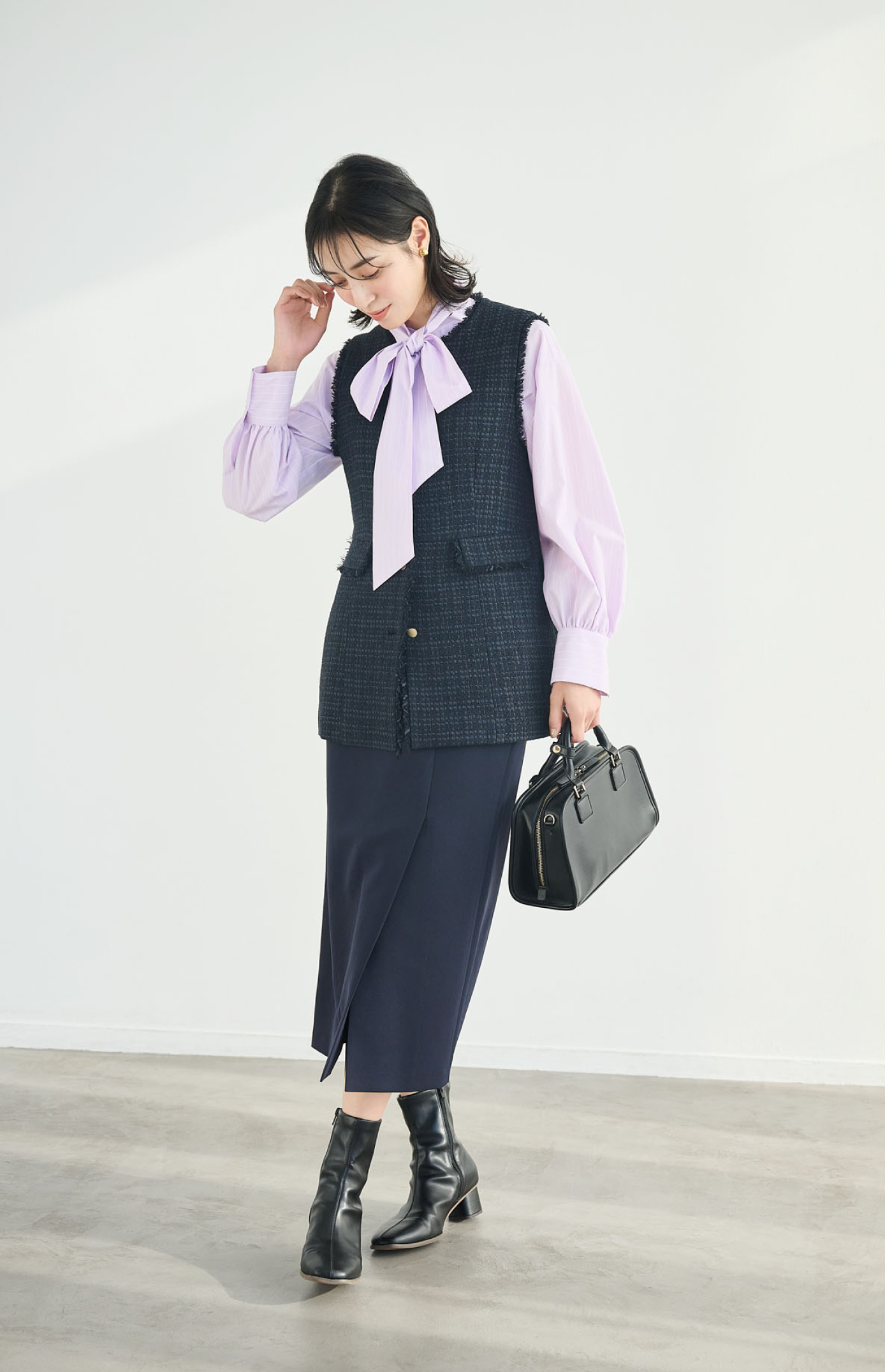 ツイード金ボタンジレベスト 通勤着に着ま