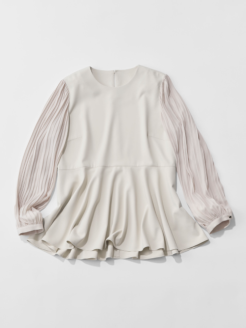 プリーツスリーブフレアブラウス