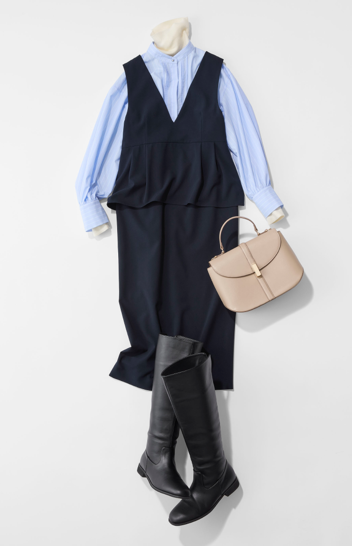 ペプラムジャンパースカート　通勤着に着回し