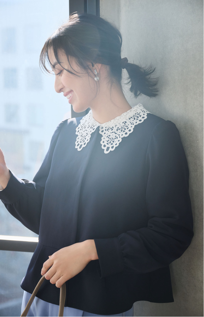 360°ウルトラストレッチ　羽織れるペプラムブラウス　セレモニースタイル
