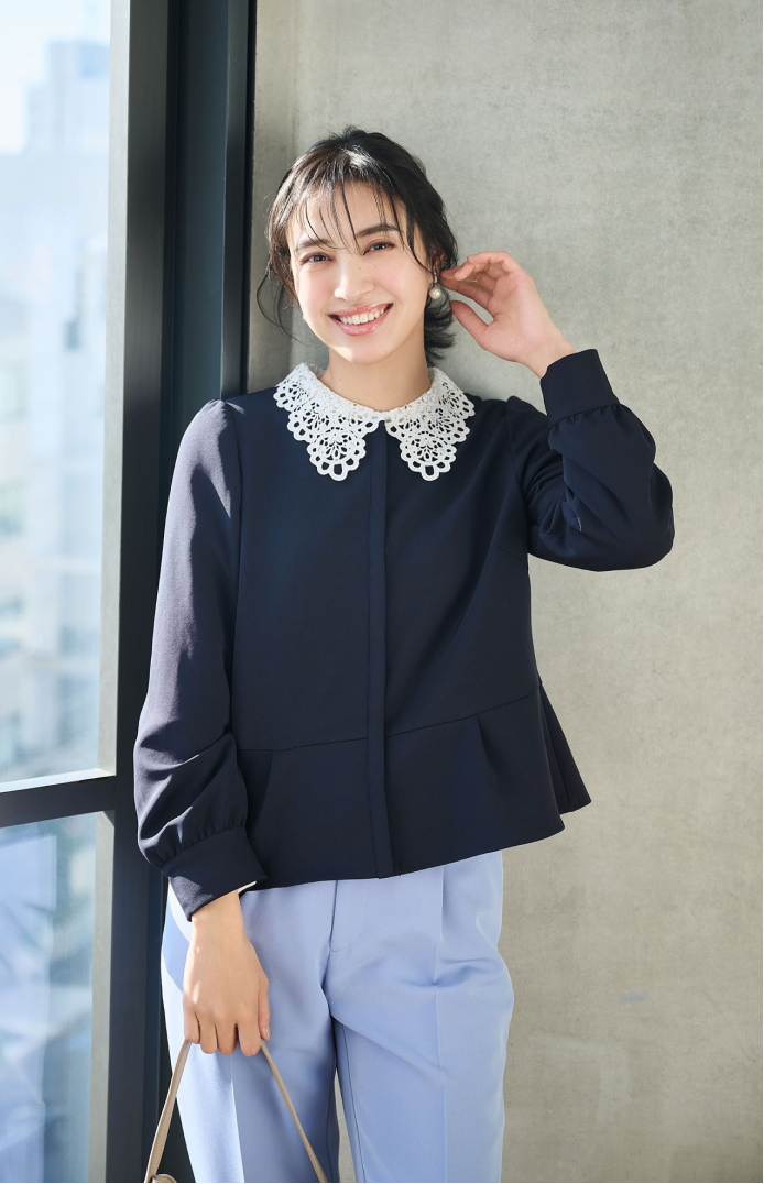 360°ウルトラストレッチ　羽織れるペプラムブラウス　セレモニースタイル