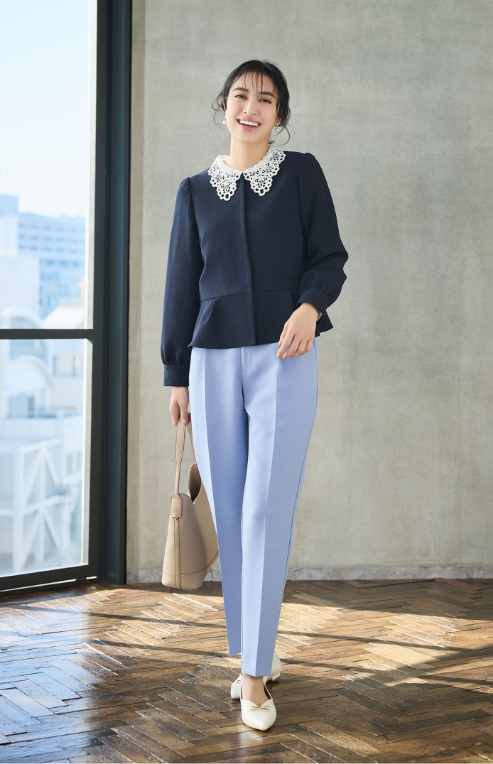 360°ウルトラストレッチ　羽織れるペプラムブラウス　セレモニースタイル