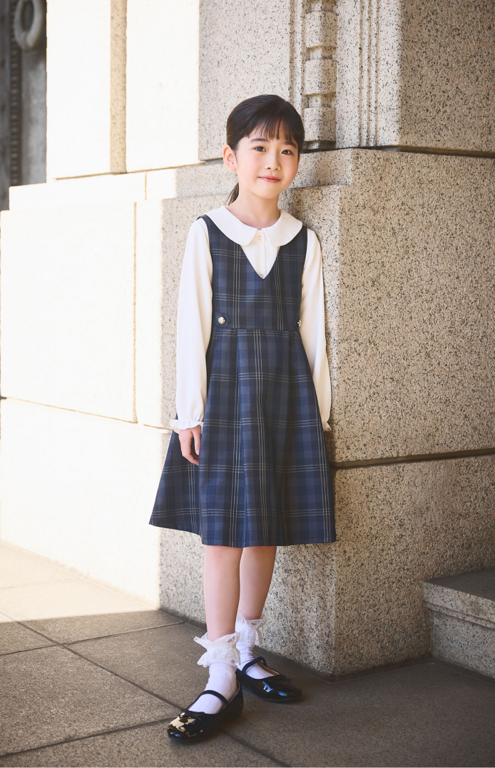チェック柄ジャンパースカート　キッズセレモニー