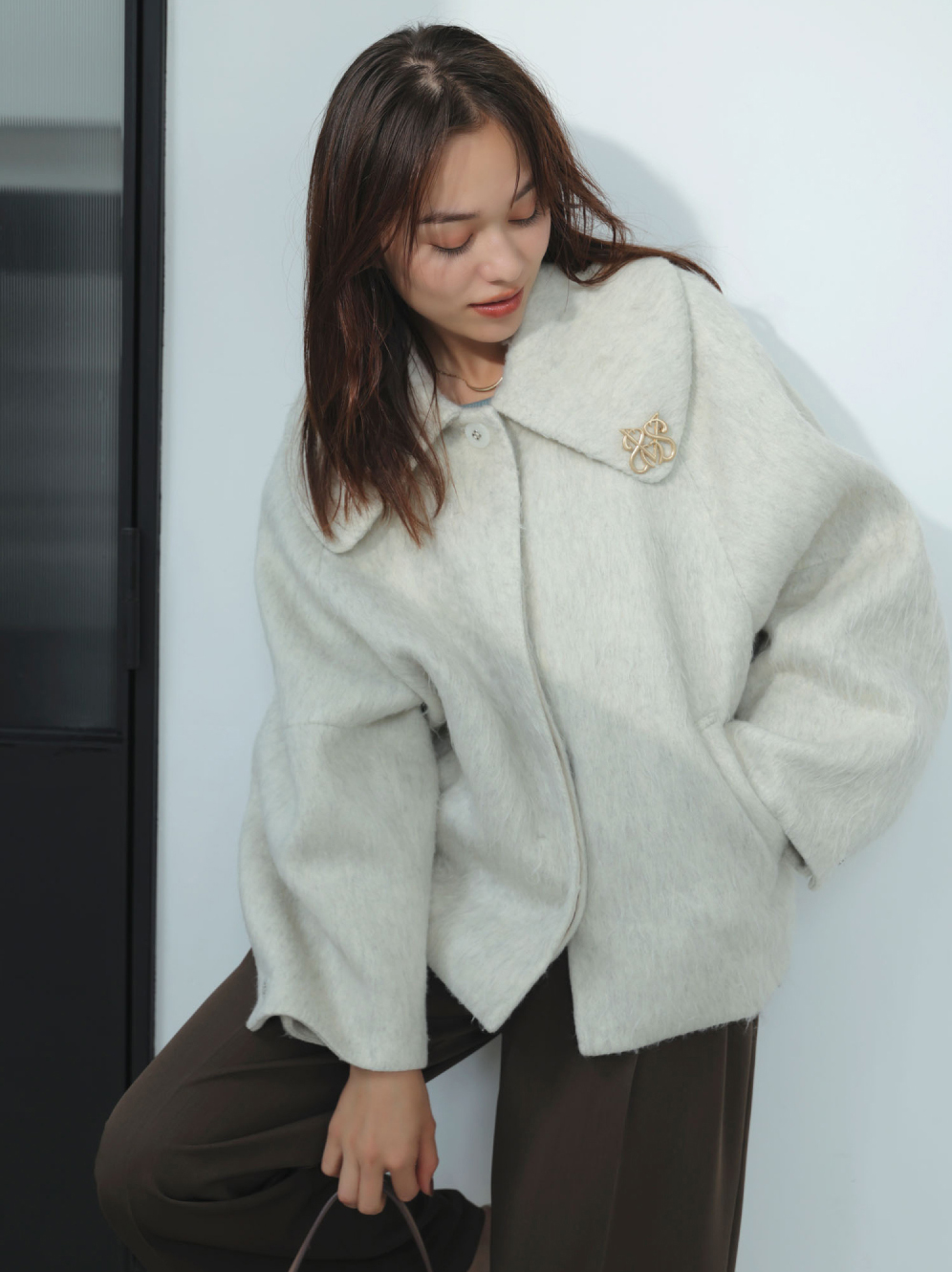 シャギービッグカラショートコート サブ画像