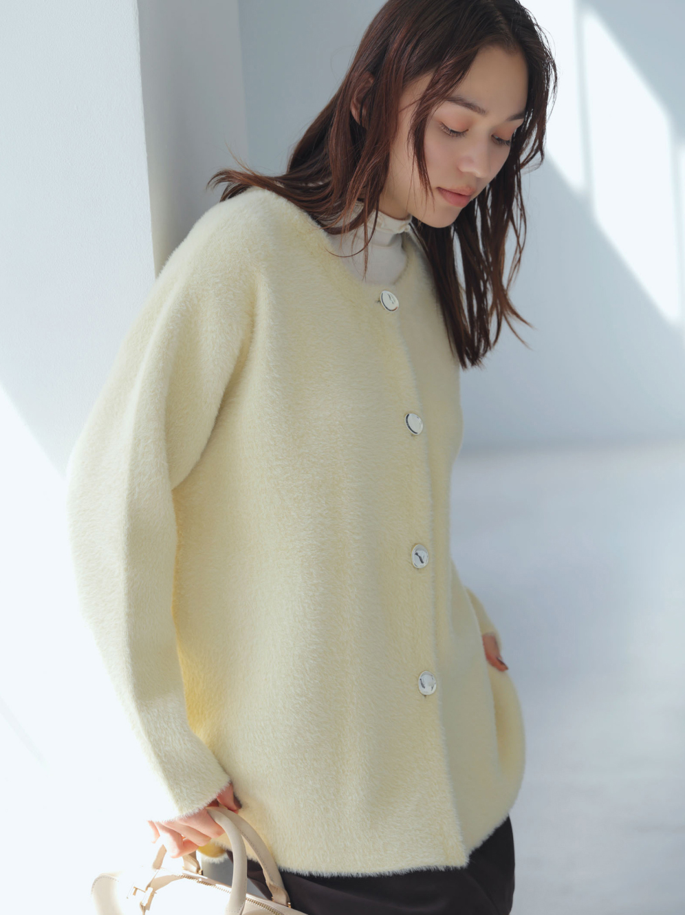 接結メタルボタンミニフェザーニットコート サブ画像