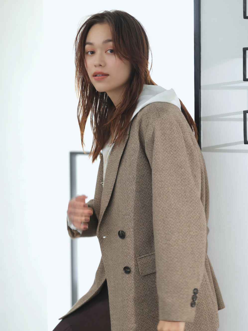 ヘリンボーンツィードベルテッドジャケット サブ画像