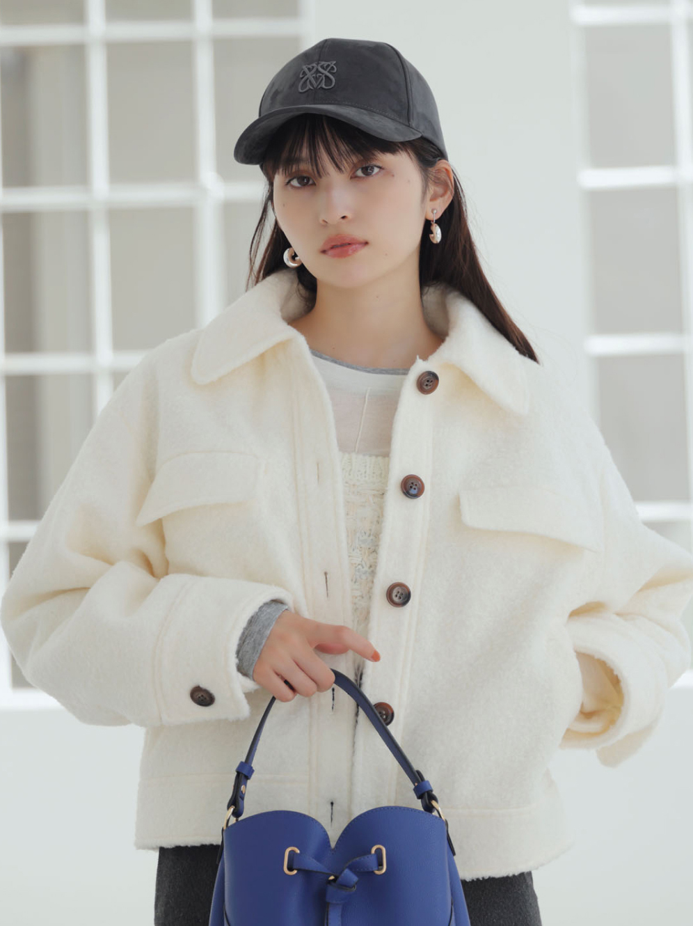 シャギービッグカラーショートコート サブ画像