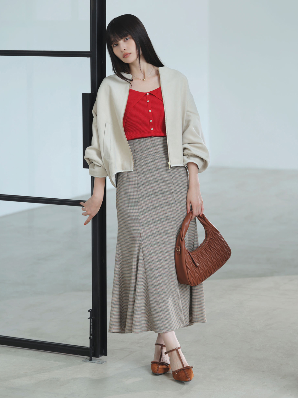 合皮パイピングブルゾン サブ画像2