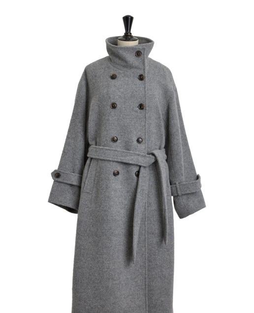 尾州シャギースタンドカラーロングコート